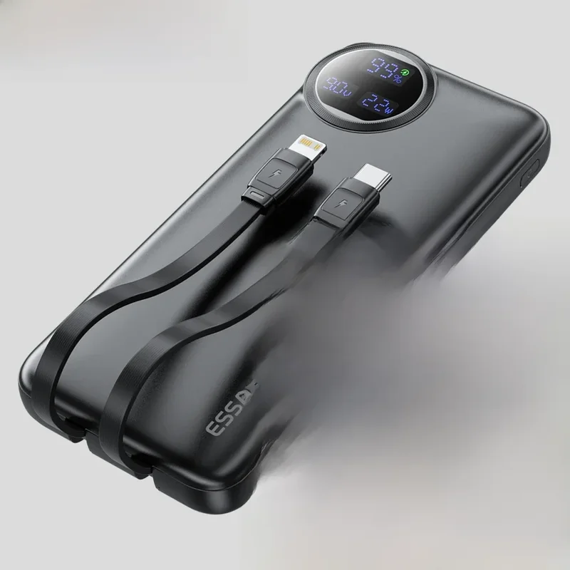 AliExpress - Essager 22,5 W Power Bank 20000 mAh mit zwei integrierten Kabeln, tragbares Ladegerät für iPhone 17 16 15 Pro, Laden Sie 4 Geräte sofort
