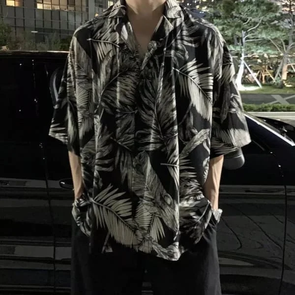 Hawaiian Blossom Skjorta Herr Kortärmad Skjorta SVART 3XL 3XL