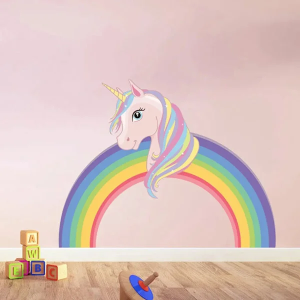 33x26cm Unicorn Rainbow Wall Decal for Kids Room, Baby Room, Bedroom Decoration