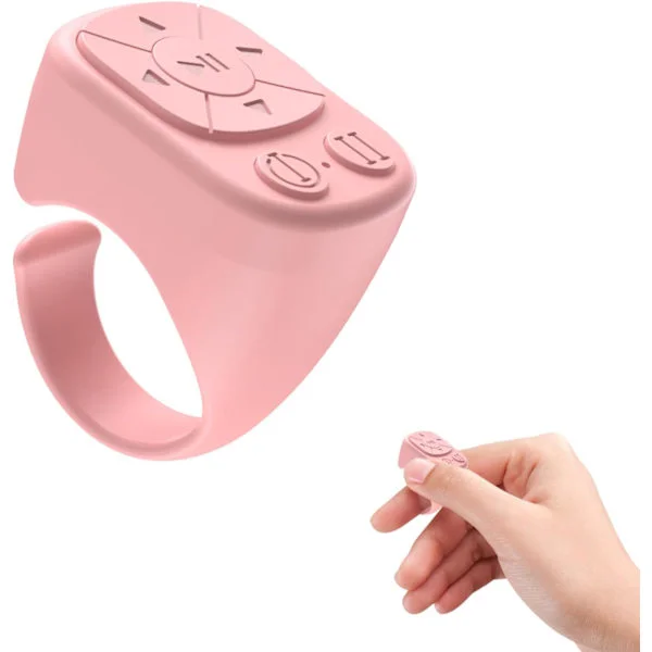 TikTok Ring Fjernkontroll - Bluetooth Fjernkontroll for iPhone og iPad, Kameraknapp, Video og Musikk, Kompatibel med iOS og Android rosa rosa