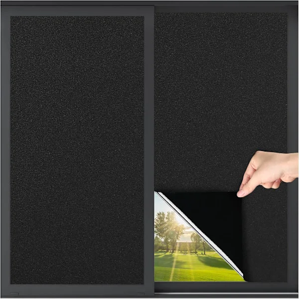 Mörkläggande Fönsterfilm - 45x100cm - Solskydd & Insynsskydd - Svart Självhäftande Film för Fönster - Med Skrapa & Självhäftande Baksida - Enkel