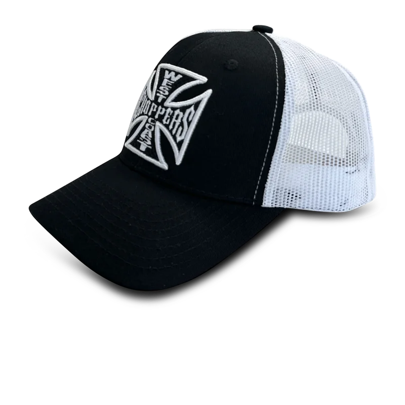 Czapka z Daszkiem West Coast Choppers OG Cross Czarny/Złamany Biały Onesize