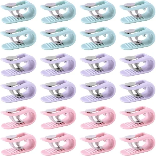 24 stk. dynebetræk clips (blå, pink, lilla), høj elasticitet quilt clips skridsikre husholdningsnålfri sengelagen clips til dyner, sengetøj, gardiner 