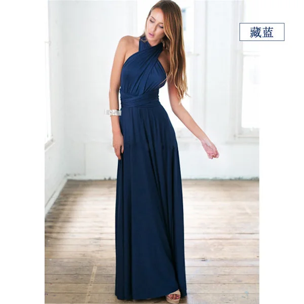 Flere slid-resistente Cross Backless Sexet Bandage One-Piece Kjole Lang Kjole