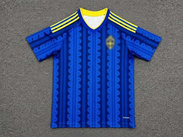 Sverige herrelandslag 2026 drakt, fotballdrakt, pustende polyester kampdrakt, sportsklær for fans uten nummer borte