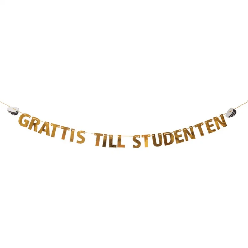 Banderoll Grattis till studenten - guld - Student Dekoration - Kalaslagret.se