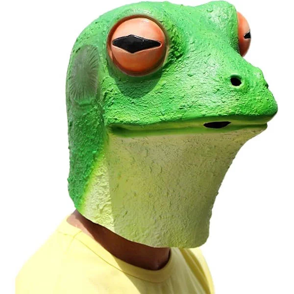 PartyCostume - Frø Maske - Halloween Kostume Latex Dyr Fuld Hoved Latex Voksen Børn Maske