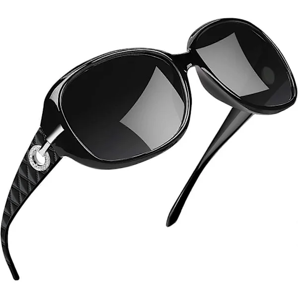 Oversized polariserede solbriller til kvinder, UV400 beskyttelse store dame solbriller vintage mode dame solbriller