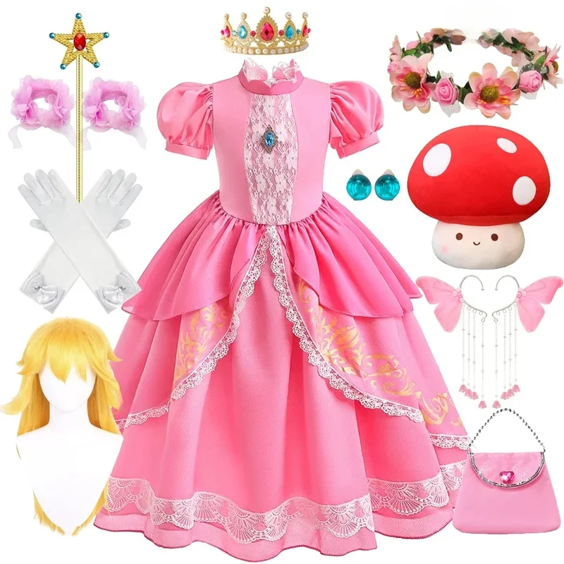 AliExpress - Pfirsich Prinzessin Kostüm mit LED Farbe Licht Kleinkind Geburtstag Spiel Rollenspiel Kleid Mädchen Halloween Festival Kleid rosa Spitze 