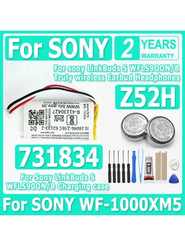 AliExpress - Marke-Neue Für ZeniPower Z52H 731834 Batterie Für Sony LinkBuds S WFLS900N/B Wirklich Drahtlose Ohrhörer Kopfhörer lade fall + Werkzeuge