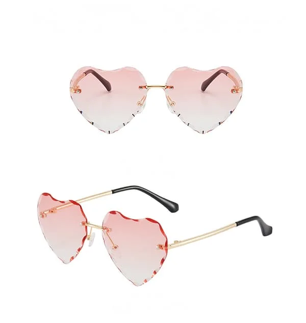 Kuttede kanter Gradient Kjærlighet Barnebriller Liten Jente Rammeløse Mote Peach Hjerte Barnebriller Trend---Gullramme Dobbel Rosa Ark