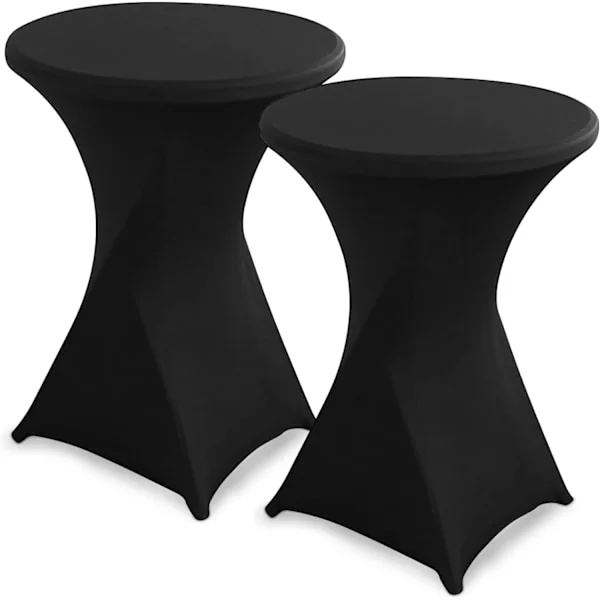 Strækbar dug, 2-delt vaskbar polyester dug rundt spisebord dug cocktailbord beskyttelse 80x110cm (sort)