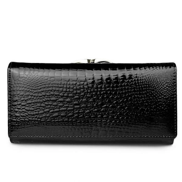 Mote Lær Dame Lommebøker Lang Dame Lommebok Clutch Pengepung Lommebøker Svart