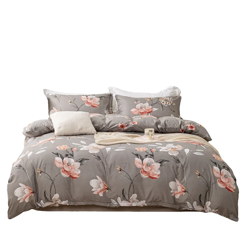 AliExpress - 3-teiliges Bettbezug-Set mit Blatt- und Blumenmuster (1 Bettbezug & 2 Kissenbezüge), weiches und hautfreundliches Bettbezug-Set für