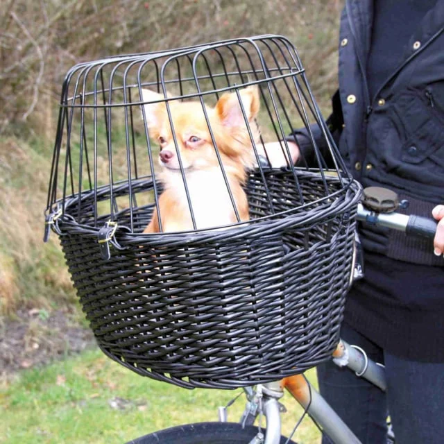Trixie - Cykelkorg med galler för hundar upp till 5 kg - svart- Cykla med hund, cykelkorgar på Doggie.se