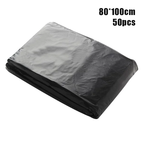 50 pcs garbage bags black heavy duty liners Strong thick garbage bags Bin liners 80*100