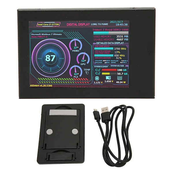 3.5in Dator Temp Monitor IPS USB Mini Skärm AIDA64 PC CPU RAM Data Monitor PC Sensor Panel Dynamisk Display Monitor