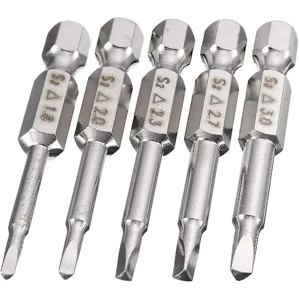 Magnetiske trekant skrutrekker bits, 50mm S2 stål trekant spiss skrutrekker bit 1/4 sekskant skaft trekant skrutrekker bit sett (5 stk)