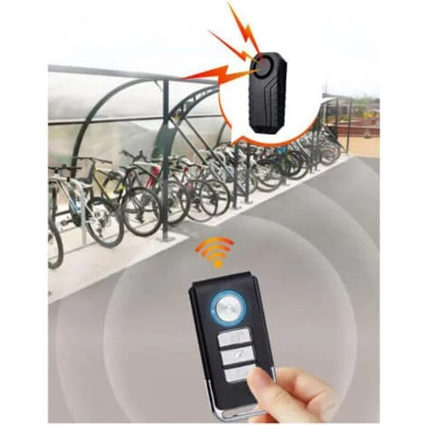 Elektrisk cykel fjernbetjent alarm, trådløs induktions tyverialarm, højvolumen sort vibrationsalarm
