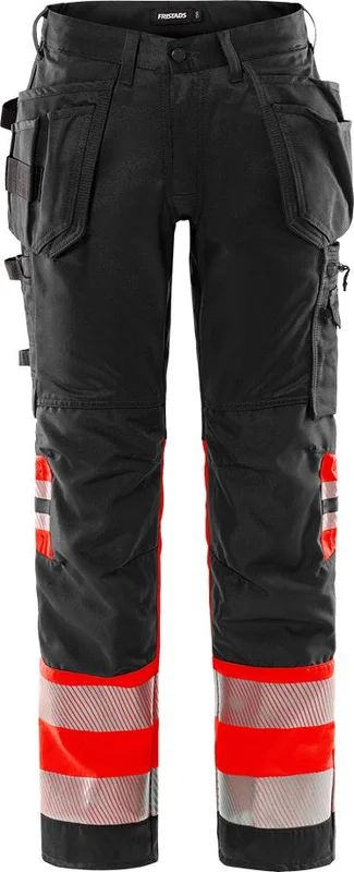 Arbetsbyxor Fristads Herr Varsel hantverkarbyxa stretch 2706 PLU, klass 1, Varsel Röd/Svart Arbetskläder