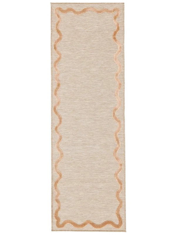 Tvättbar Inom- Och Utomhusmatta Svirla Beige Gångmatta Liten Oeko-Tex
