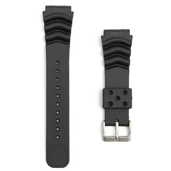 22MM Black Rubber Watch Band/Strap Replacement For SEIKO DIVER'S Watch (FMY)