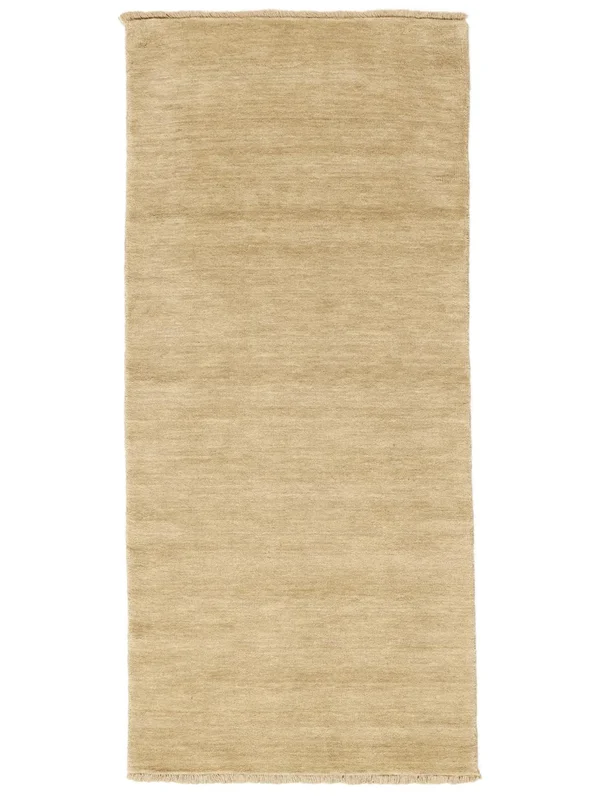 Small Handloom Fringes Rug - Cream Beige 80X200 Wool, Modern Style