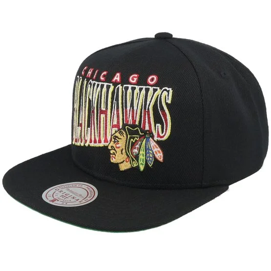 Mitchell & Ness - NHL - Black - snapback - Cap - Chicago Blackhawks Line Work Black Snapback - Hatstore