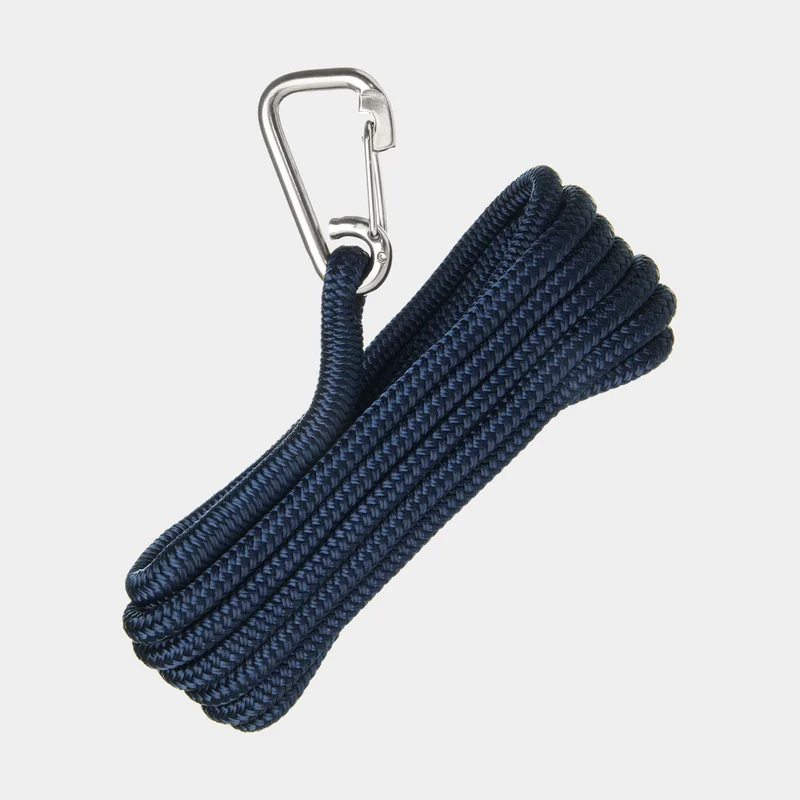 Landvasten met gesplitste karabijnhaak NOCK Marstrand Klick&Go, 16-gevlochten polyester, Ø10 mm, 6 meter, marineblauw