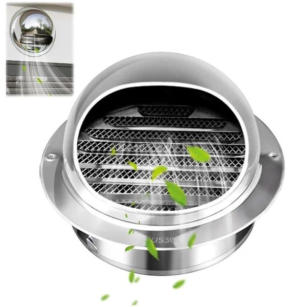 ING Sfärisk galler Ø 80 mm - Halvcirkelformad utsugsfläkt - Cirkulär luckgallerlock - Ventilationsfläkt - Inbäddade klämmor - Grovmaskigt nät