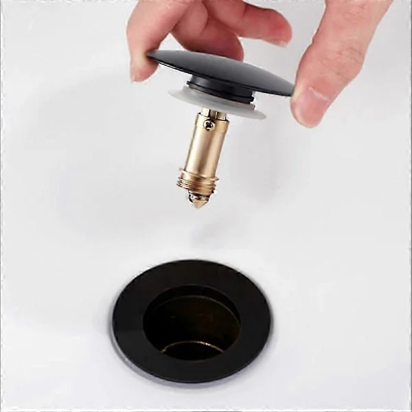 Pop Up Bottenventil Badrum Avlopp Handfat Plugg Tryckknapp Click Clack 66mm Mässing Matt Svart M8 För Handfat Badkar Köksaccessoarer NXH Lucky_B{ROG}