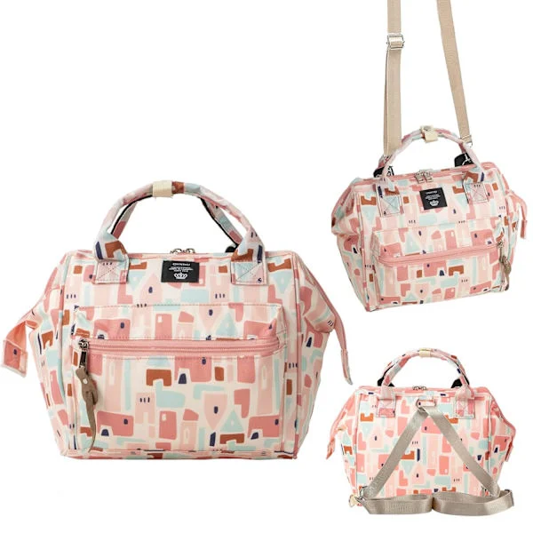 Small Diaper Backpack, Mini Diaper Backpack and Diaper Shoulder Bag with Insulated Pocket Camouflage Pink