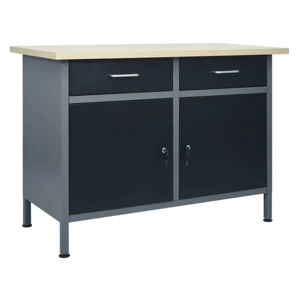 vidaXL Arbetsbänk svart 120x60x85 cm stål