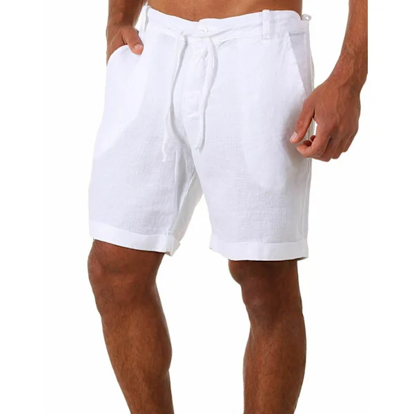 Herre Sommer Løse Afslappede Hørshorts Strand Cargo Shorts med Lommer