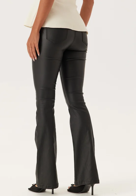 BUBBLEROOM-High Waist Coated Flared Jeans-Black-38
