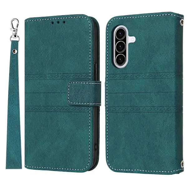 Plånboksfodral för Samsung Galaxy A17 5G A26 5G - Läderliknande läder med tryck, mobilfodral med handledsrem