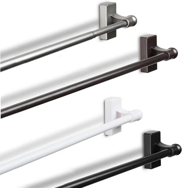 Desyne Magnetic Curtain Rod, Black, 16-28 inch, New magnetic curtain rods and silent curtain accessories.