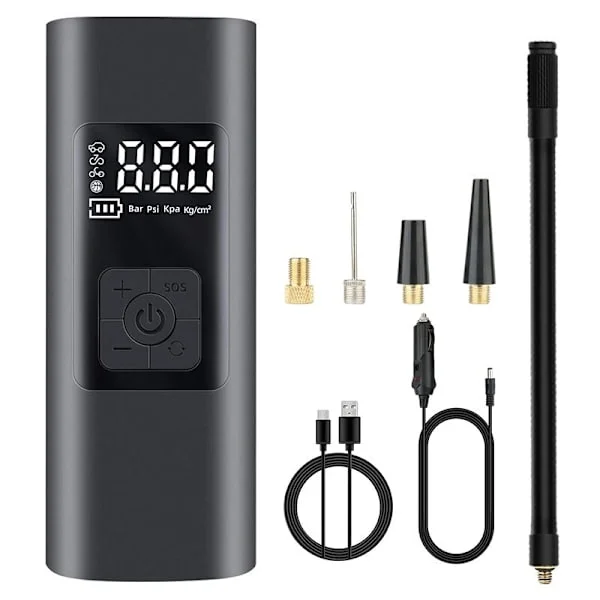 6000mAh Mini Bärbar Kompressor Bildäckspump 150Psi Elektrisk Cykelpump med SOS-ljus Uppladdningsbar Luftpump med Stor LCD-skärm för Bil