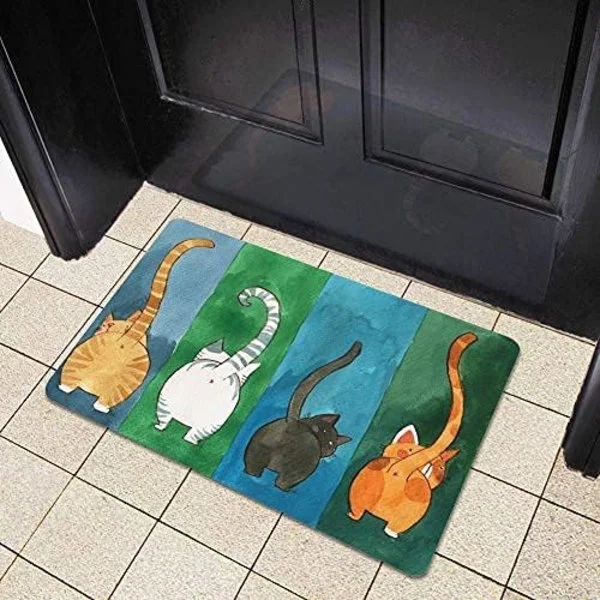 Välkomstdörrmatta med kattmönster, halkfri entrématta för utomhusbruk