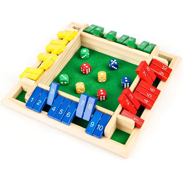 Träbrädspel 4 spelare Shut The Box Tärningsspel Trämatematik Traditionellt pubbrädspel Tärningsspel Resa 4 spelare Fantastiska familjebrädspel