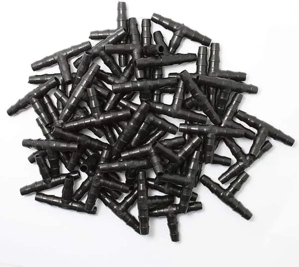 100 st Droppbevattningskopplingar med hullingar, 4/7 mm Universal T-formad slangkoppling, passar bevattningssystem för trädgård 4/7 mm droppslang