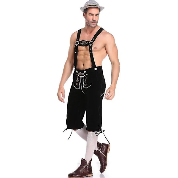 [RM]Lederhosen Men - Genuine German Lederhosen For Men, Oktoberfest Clothing - black_max black