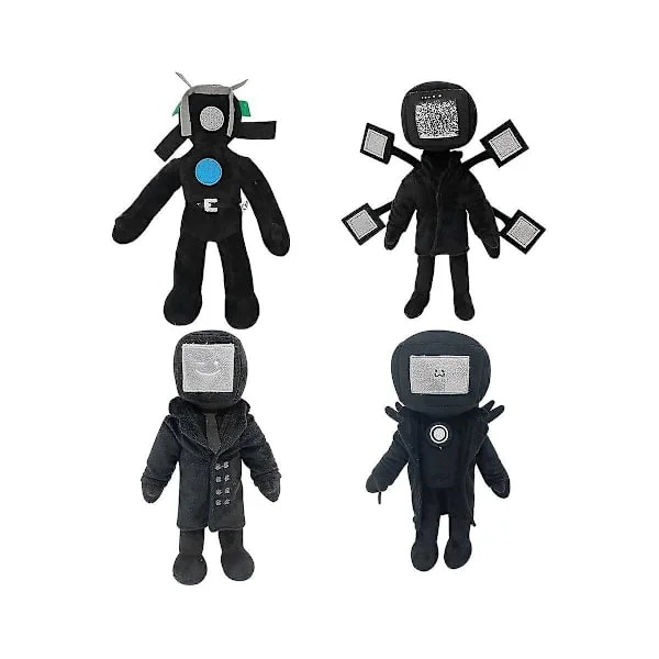 4-pack Skibidi Toalett Plyschleksaker, Fotograf Plysch, Högtalare Plysch, TV-Man Plysch, Skibidi Toalett Plyschleksak Högtalare Plyschset