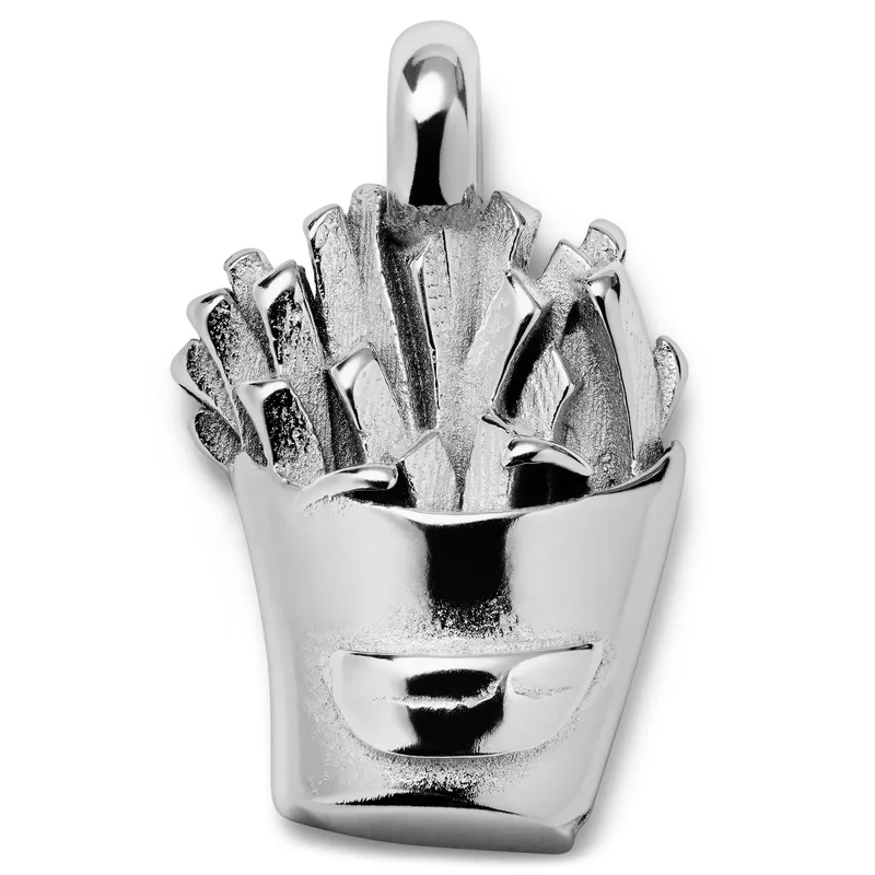Jaygee | Colgante de patatas fritas en acero inoxidable plateado para hombres - Colgantes para collar