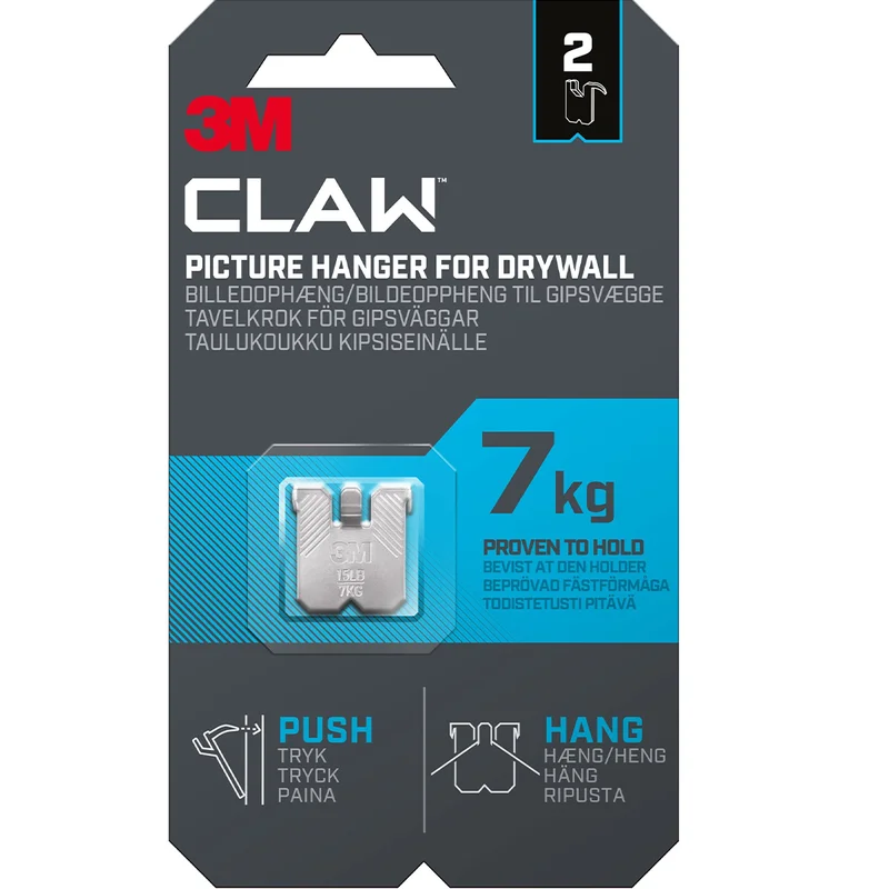 3M Claw Tavelkrok för gipsvägg 7 kg 2-pack