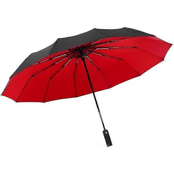 Svart Brolly Herrparaply Starkt Vindtätt Dubbla Lager Stort Paraply Robust Kompakt Automatiskt Lättvikt