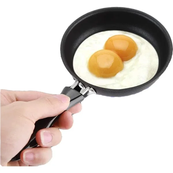 Mini stekepanne, 12 cm, jernpanne, non-stick belegg, med håndtak, for små runde frokostegg