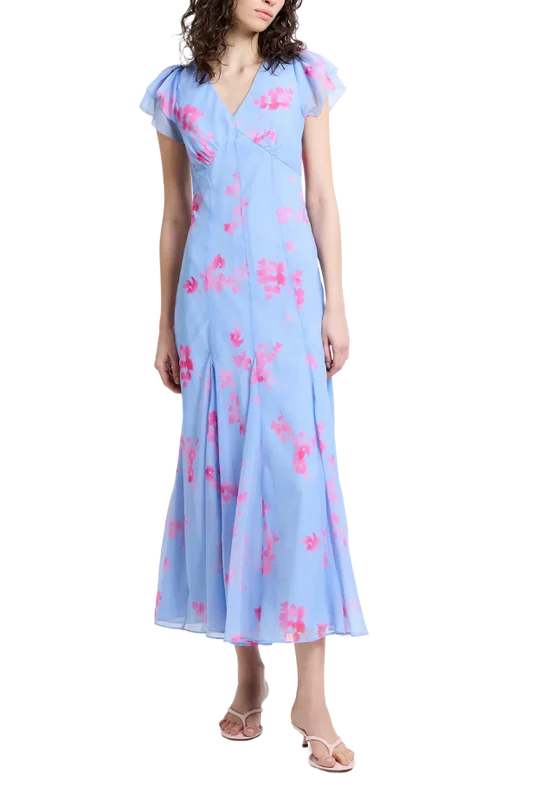 French Connection Myla Emina Chiffon Tea Dress Klänningar Dam Blå S