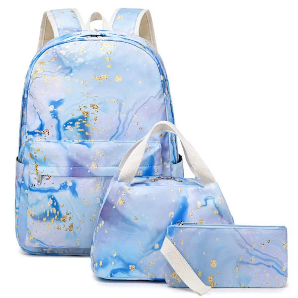 School Backpack for Teenage Girls Women Laptop Backpack Marble College Bookbags Middle School Travel Work Commuter Backpack (Marble Blue)