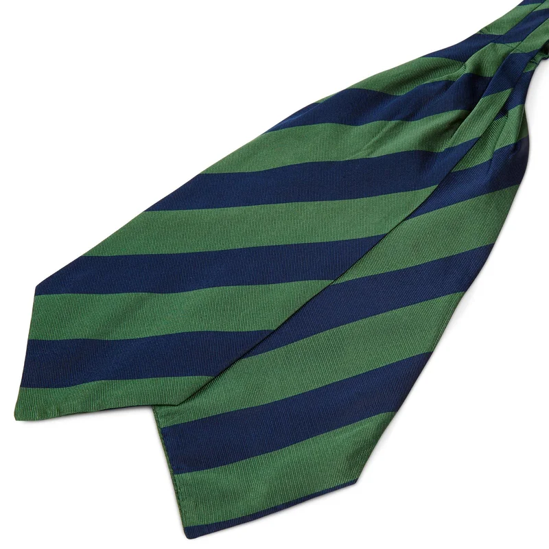 Green & Navy Stripe Silk Cravat for Men